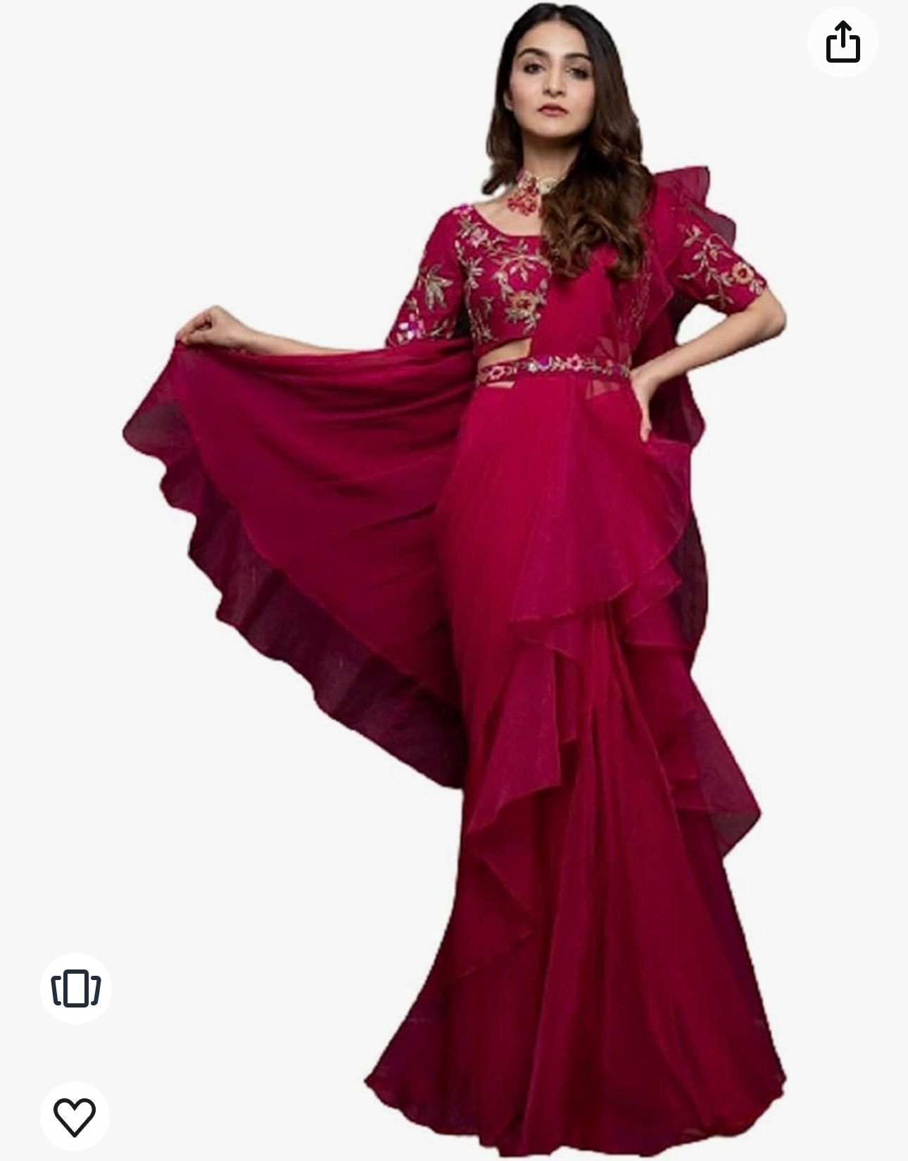 Lehenga Saree With Full-Stitched Blouse With Embroidery Work