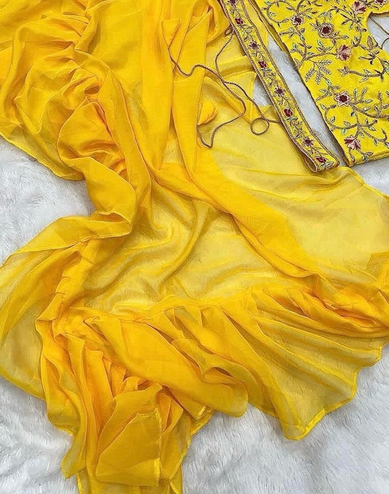 Lehenga Saree With Full-Stitched Blouse With Embroidery Work
