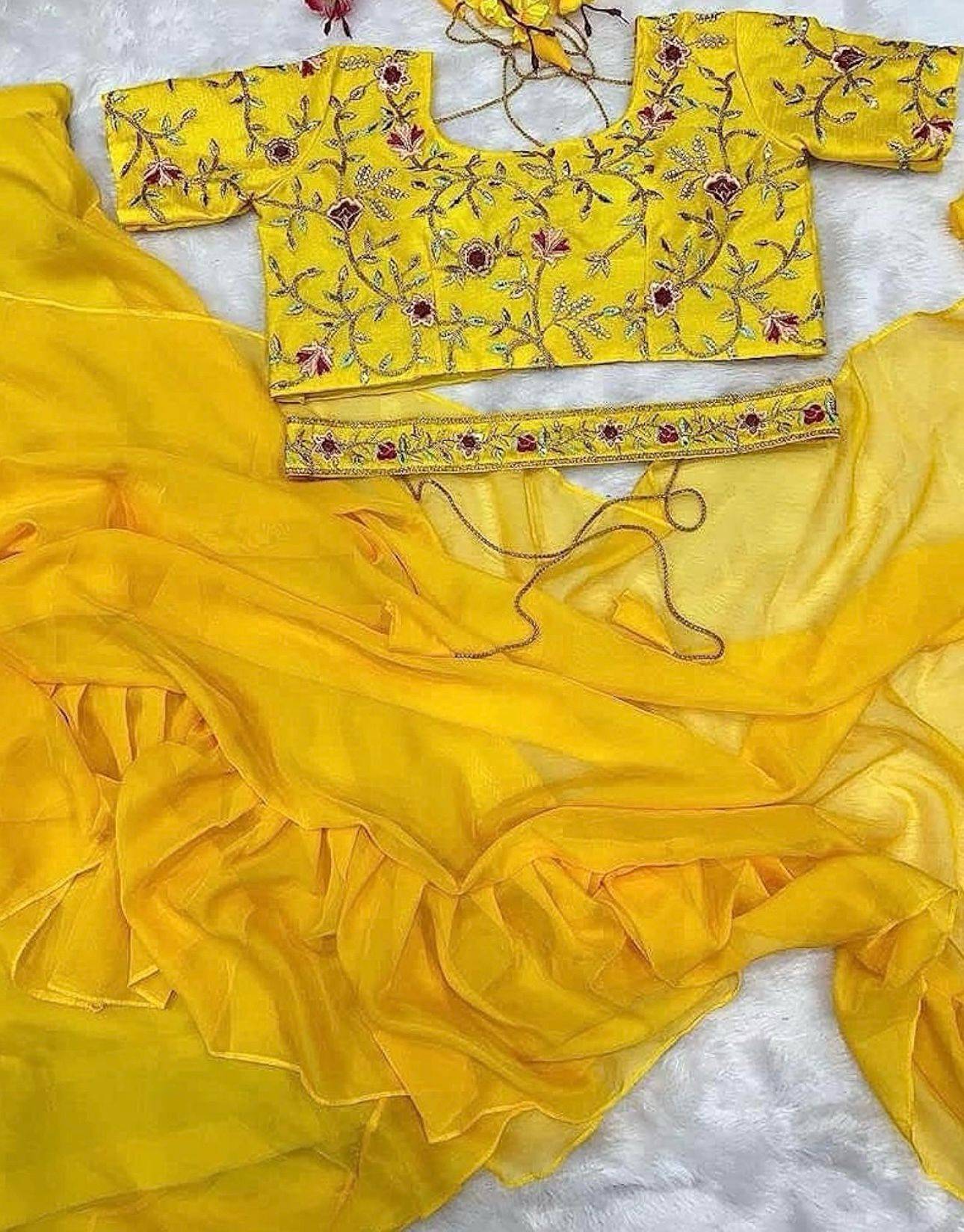 Lehenga Saree With Full-Stitched Blouse With Embroidery Work