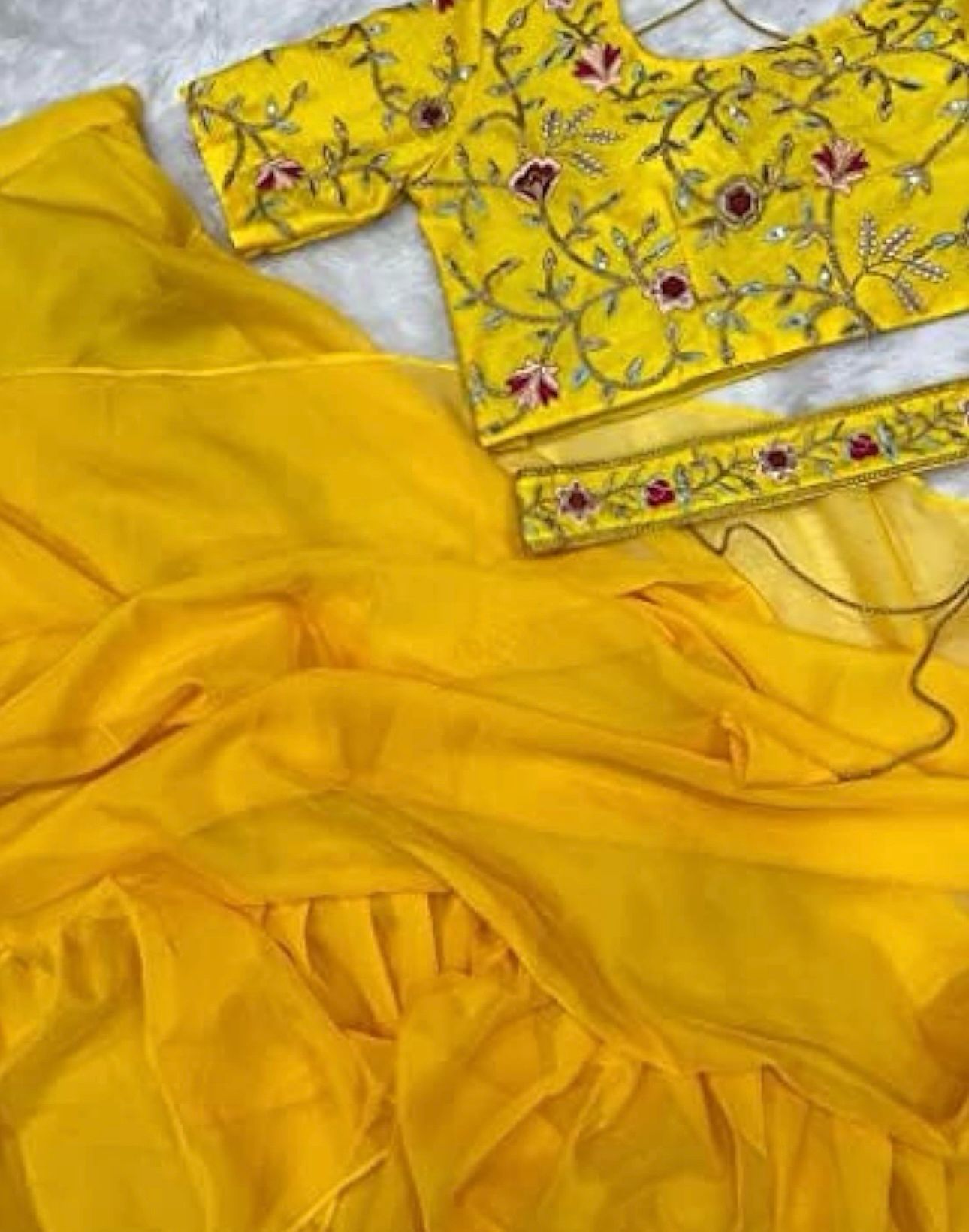Lehenga Saree With Full-Stitched Blouse With Embroidery Work