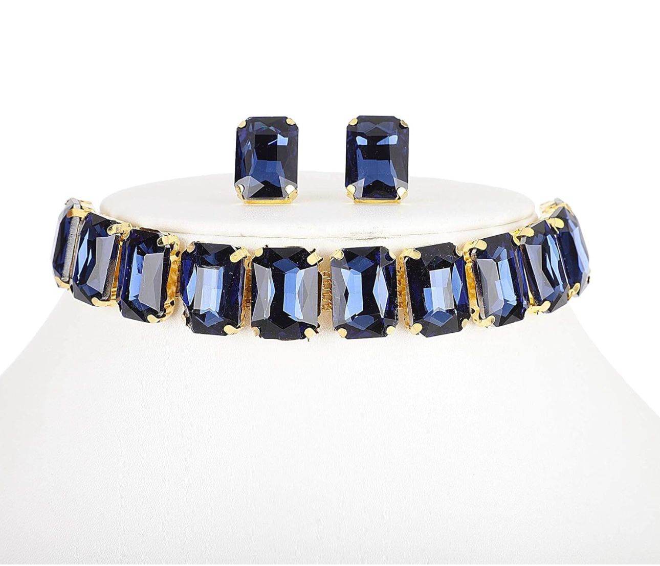 Blue Choker Crystal Earrings Necklace in Berlin