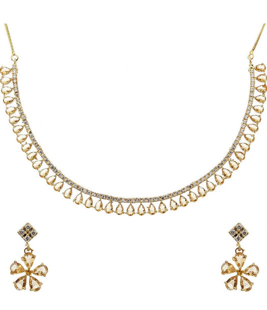 Gold Plated Diamond Necklace Set With Earrings for Women & Girls