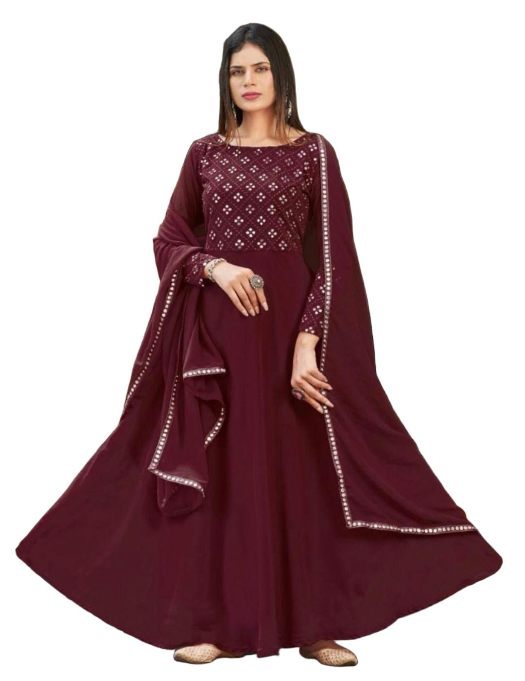Anarkali Gown Chiffon Embroidered Churidar Gown