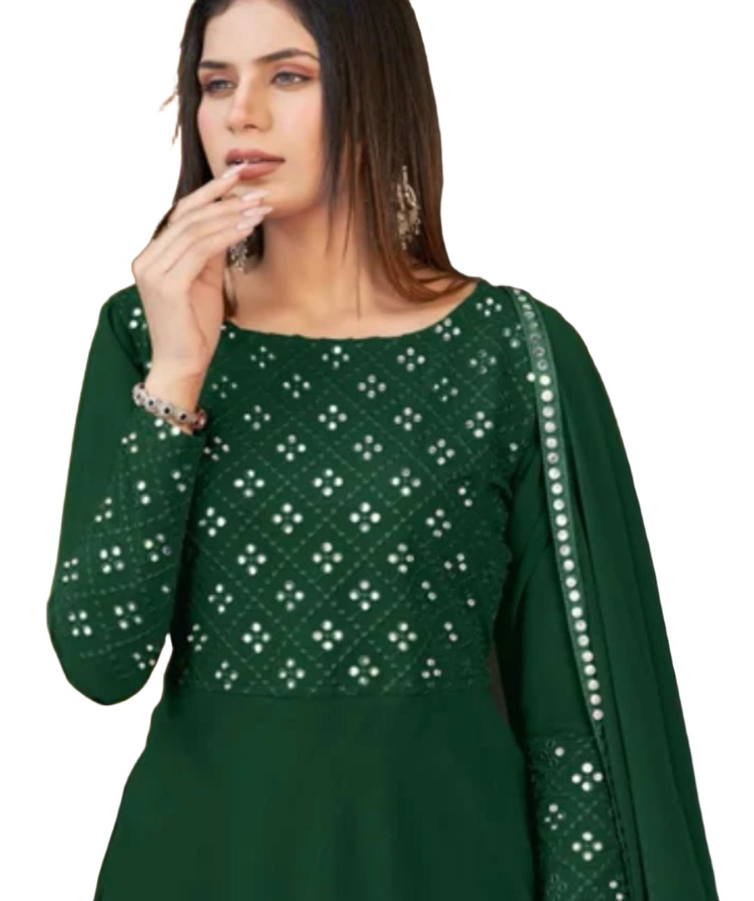 Anarkali Gown Chiffon Embroidered Churidar Gown