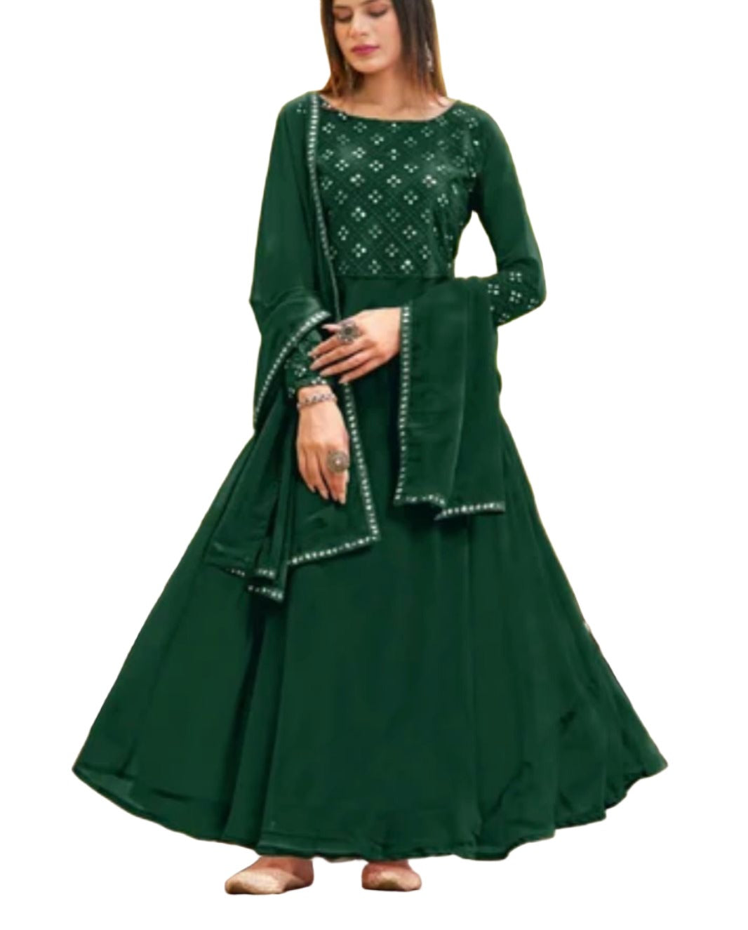 Anarkali Gown Chiffon Embroidered Churidar Gown