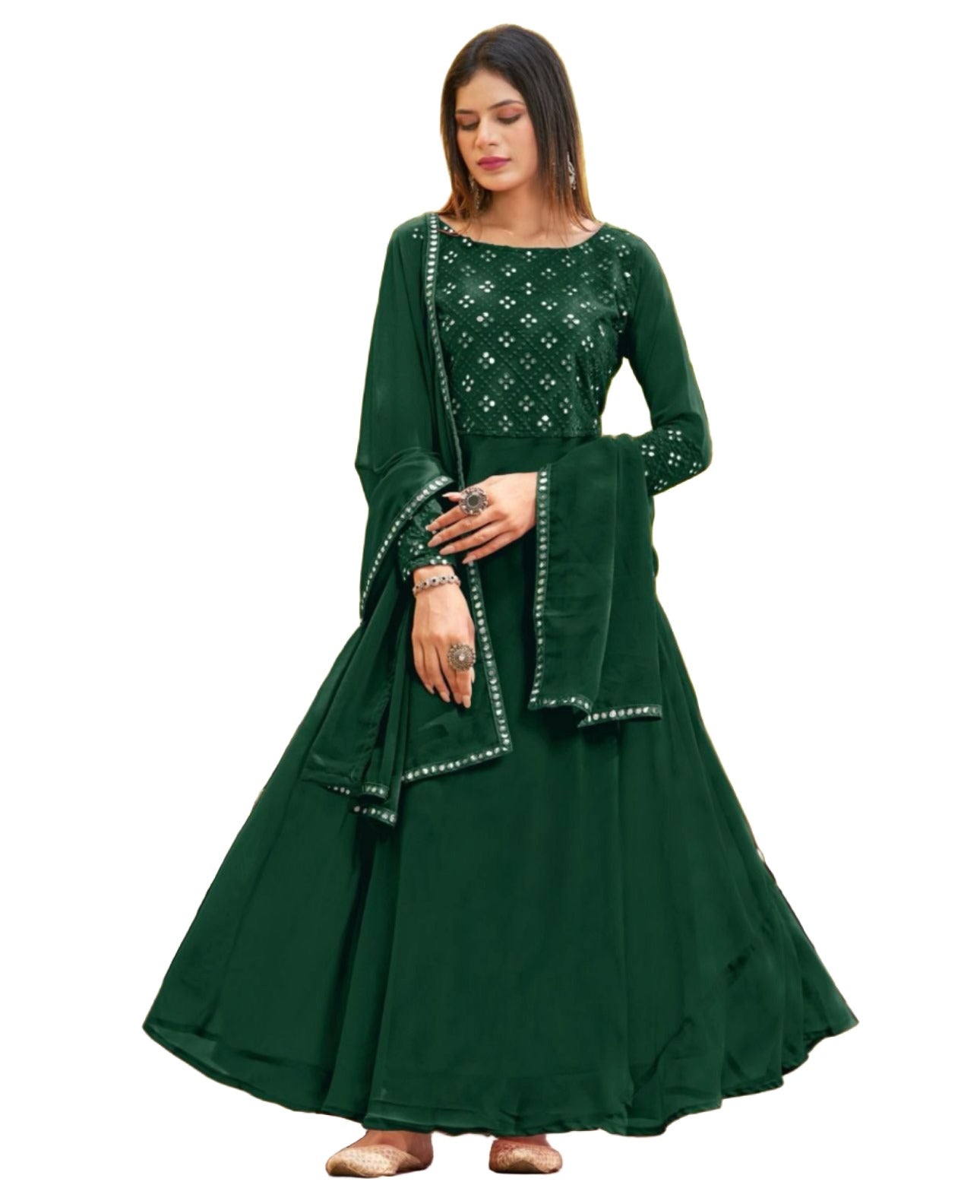 Anarkali Gown Chiffon Embroidered Churidar Gown
