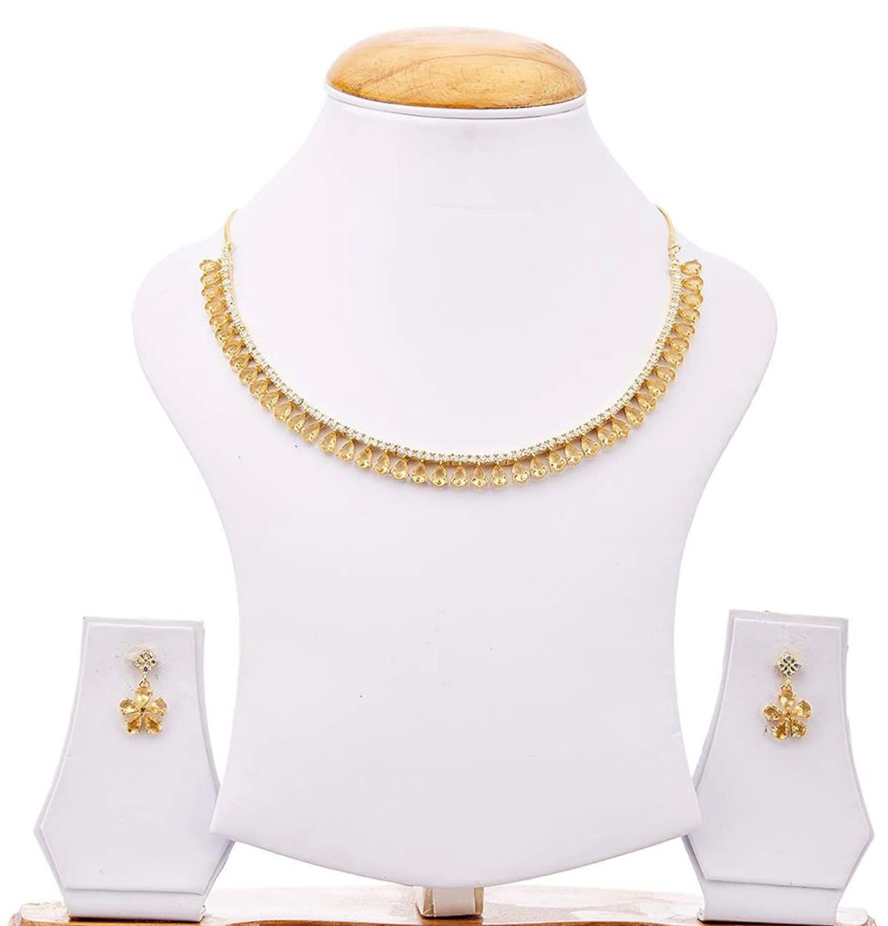 Gold Plated Diamond Necklace Set With Earrings for Women & Girls