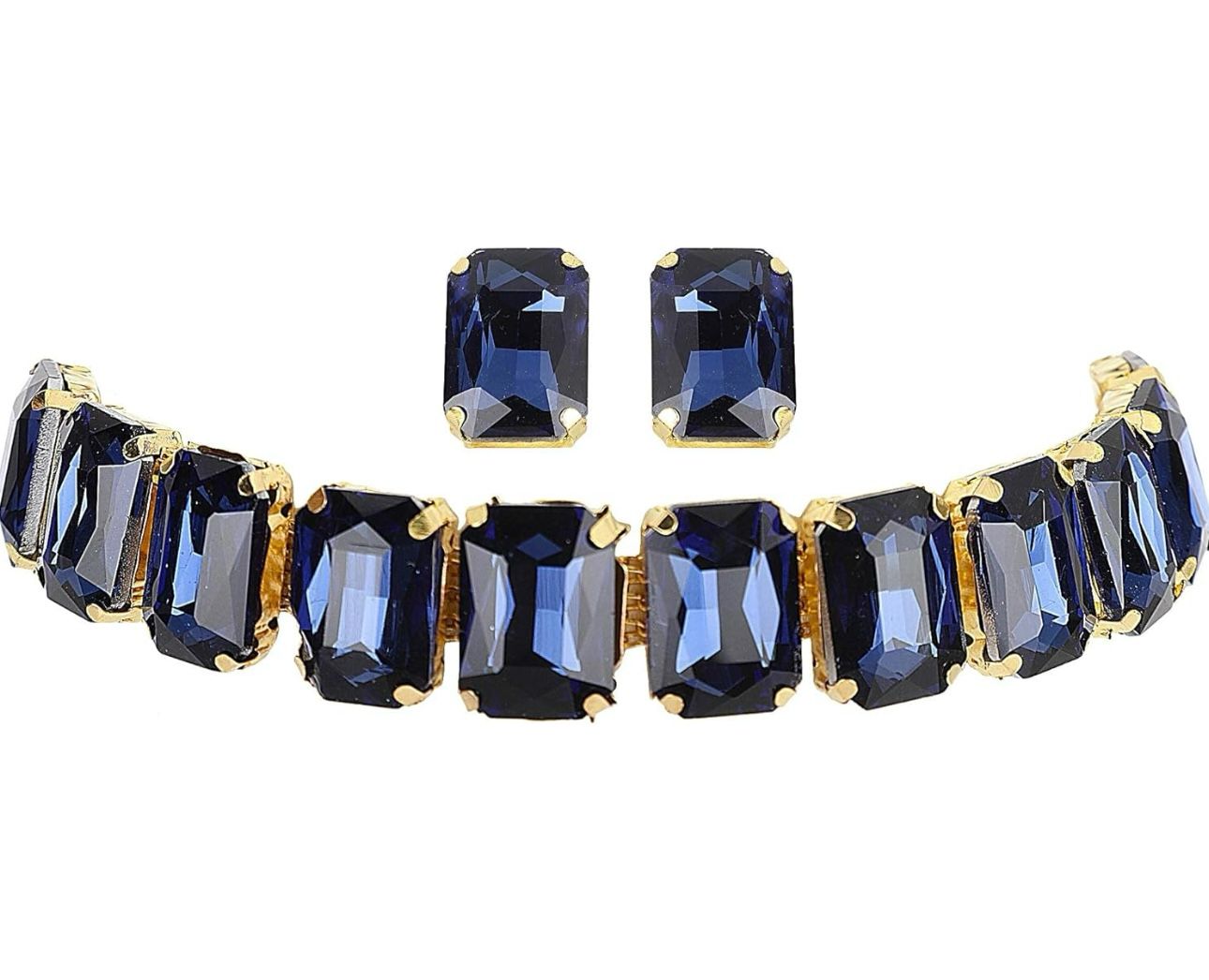 Blue Choker Crystal Earrings Necklace in Berlin