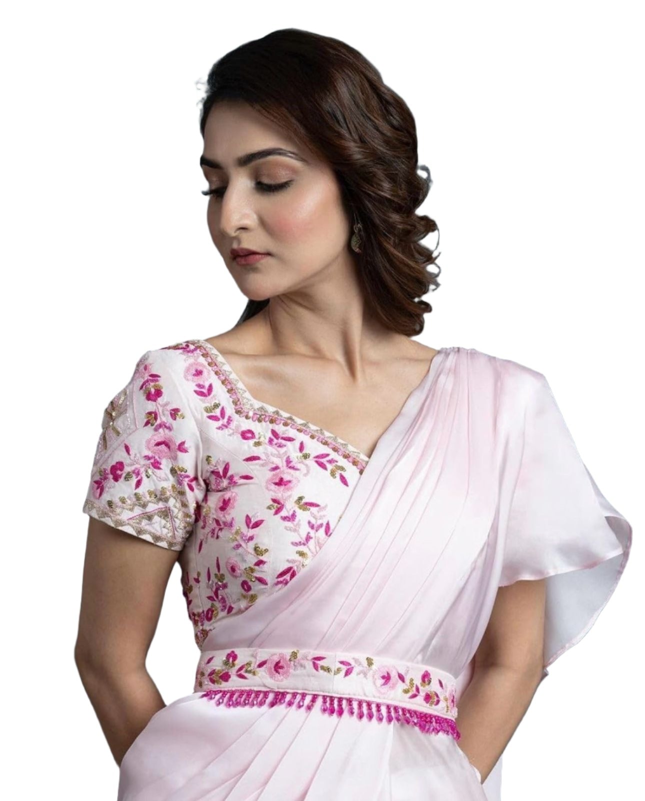 Lehenga Saree With Full-Stitched Blouse With Embroidery Work
