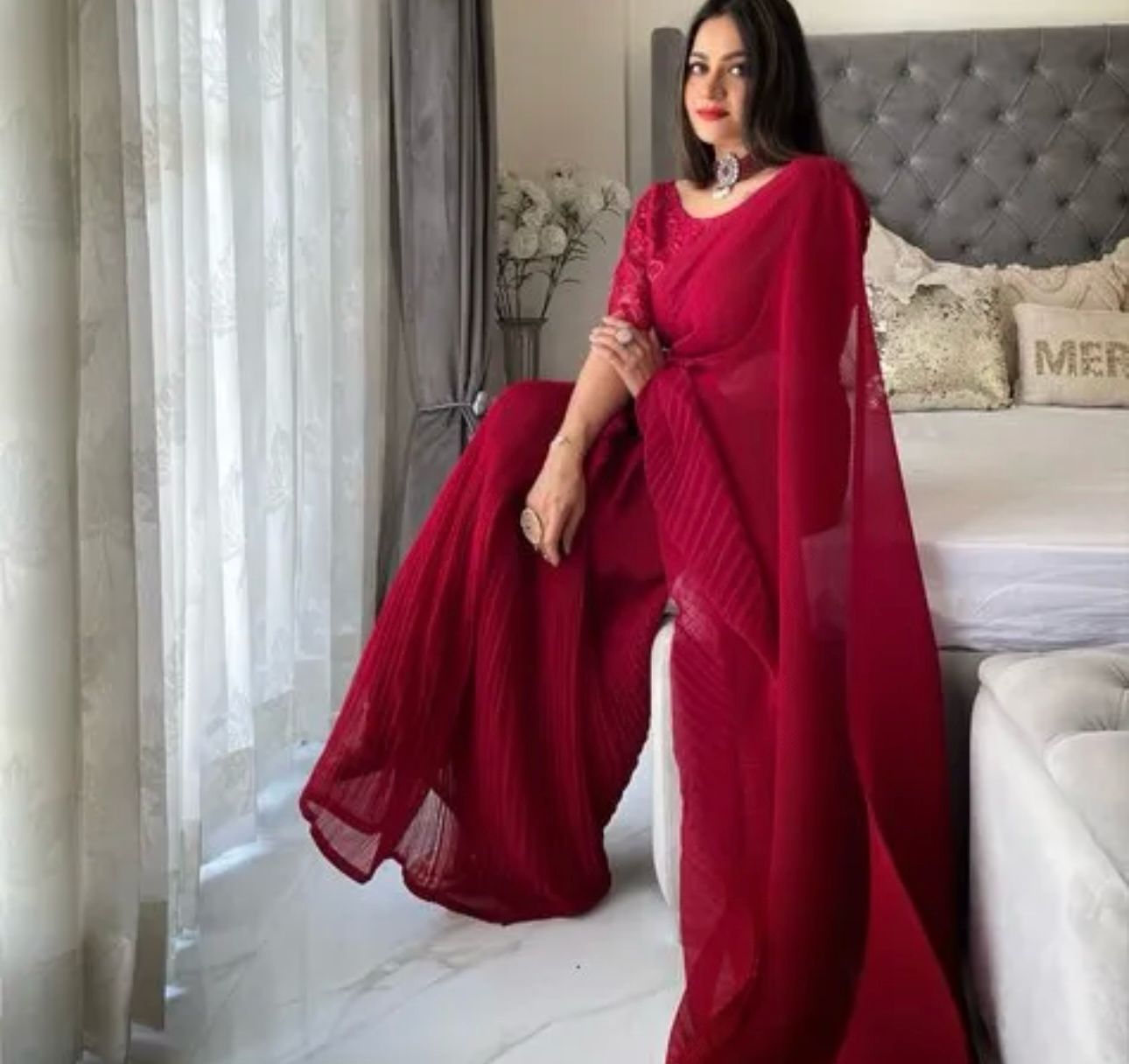 Saree With Stitched Blouse In Germany