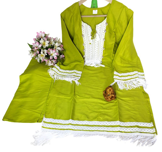 Lace Work Kurta With Pant In Germany - Neha Couture Indian Fashion