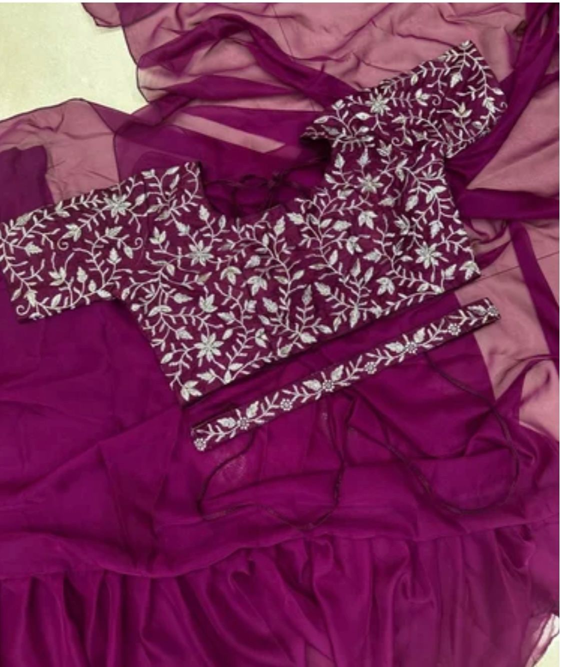 Lehenga Saree With Full-Stitched Blouse With Embroidery Work.