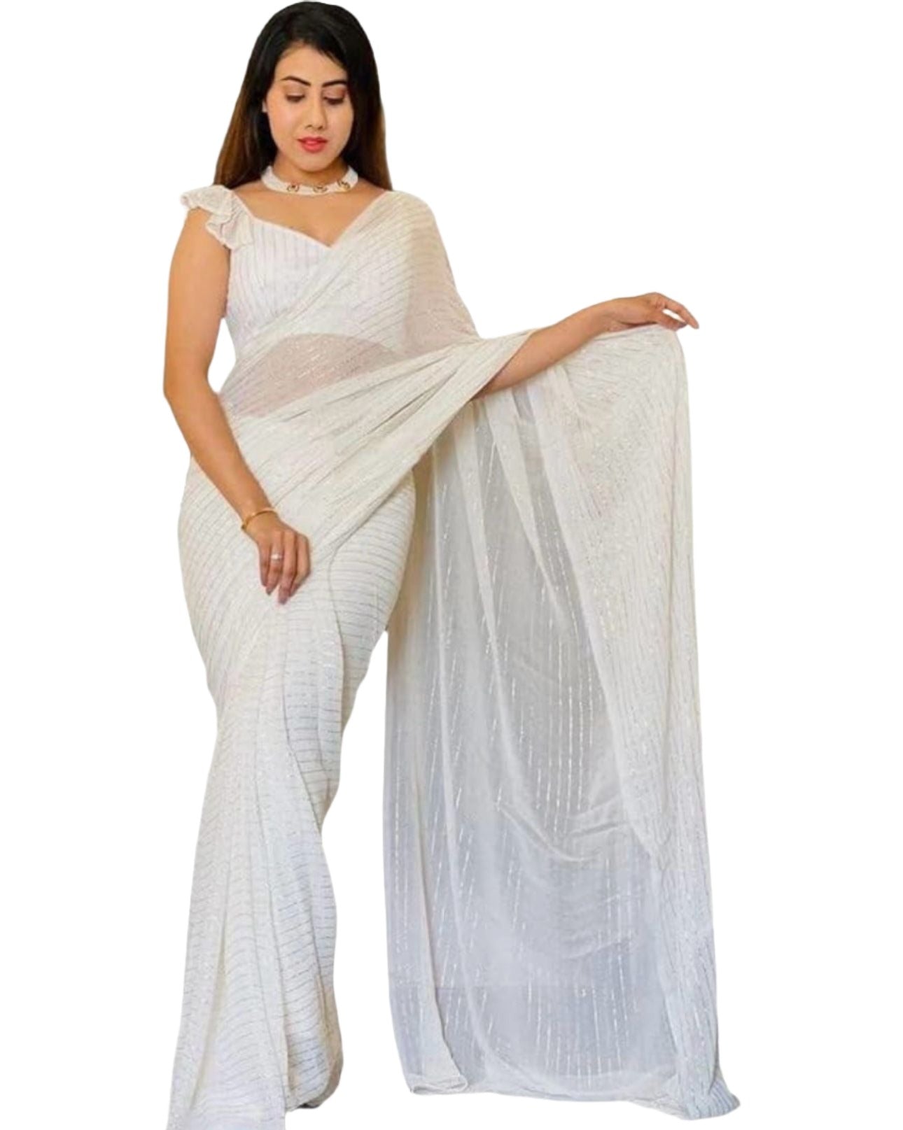 Georgette Saree With Stitched Blouse