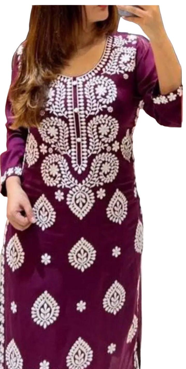 Embroidered Straight Long Kurta With Pant In Germany
