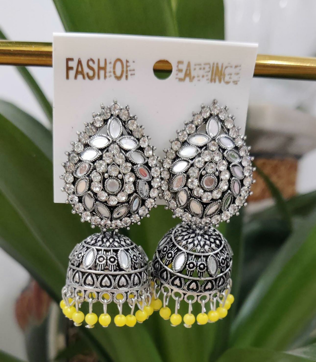Oxidize Silver Look Stone Type Jumka Earring For Women And Girls Silver Color
