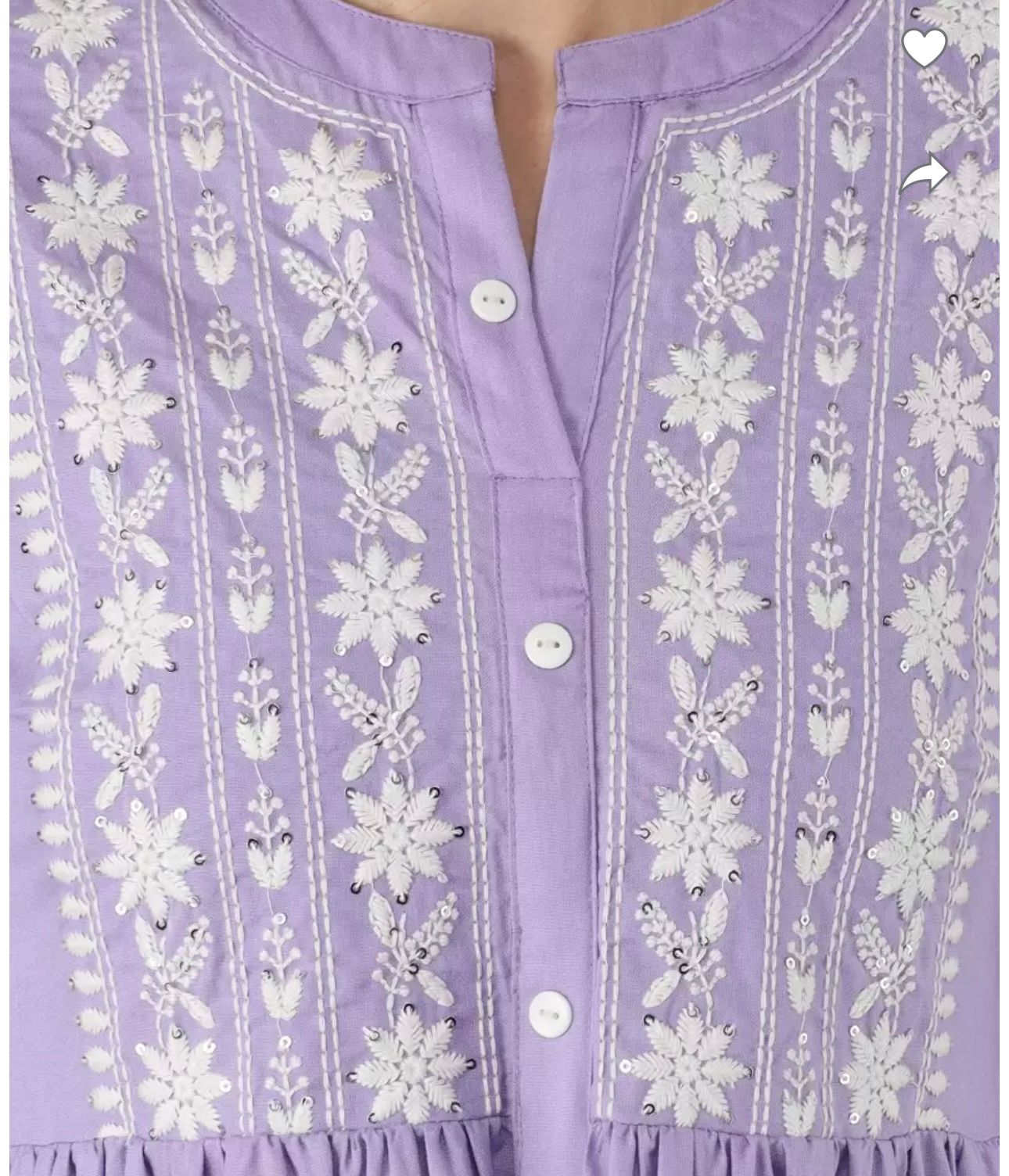 Chikan Embroidery Cotton Rayon A-line Kurta (Purple)