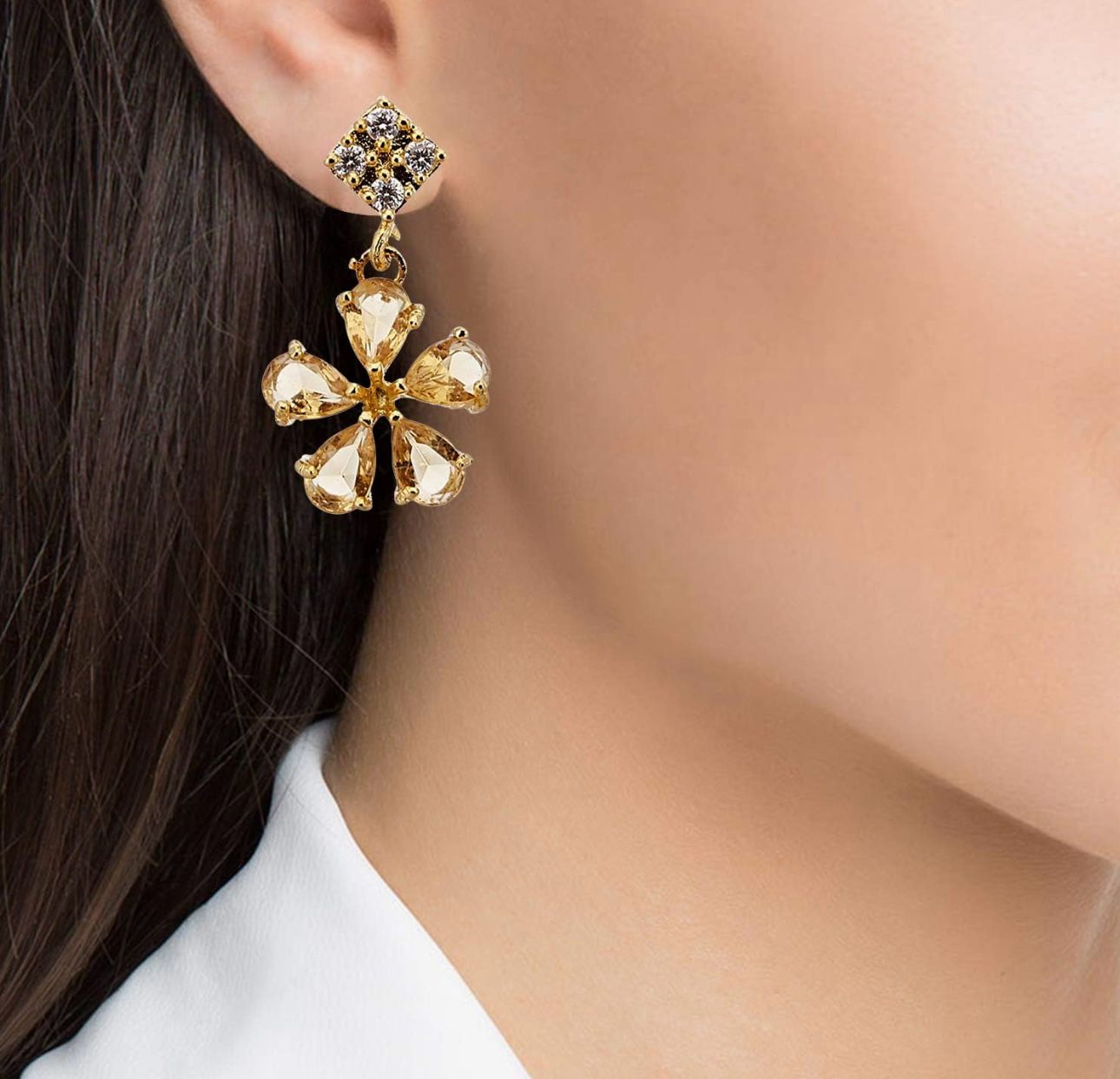 Gold Plated Diamond Necklace Set With Earrings for Women & Girls
