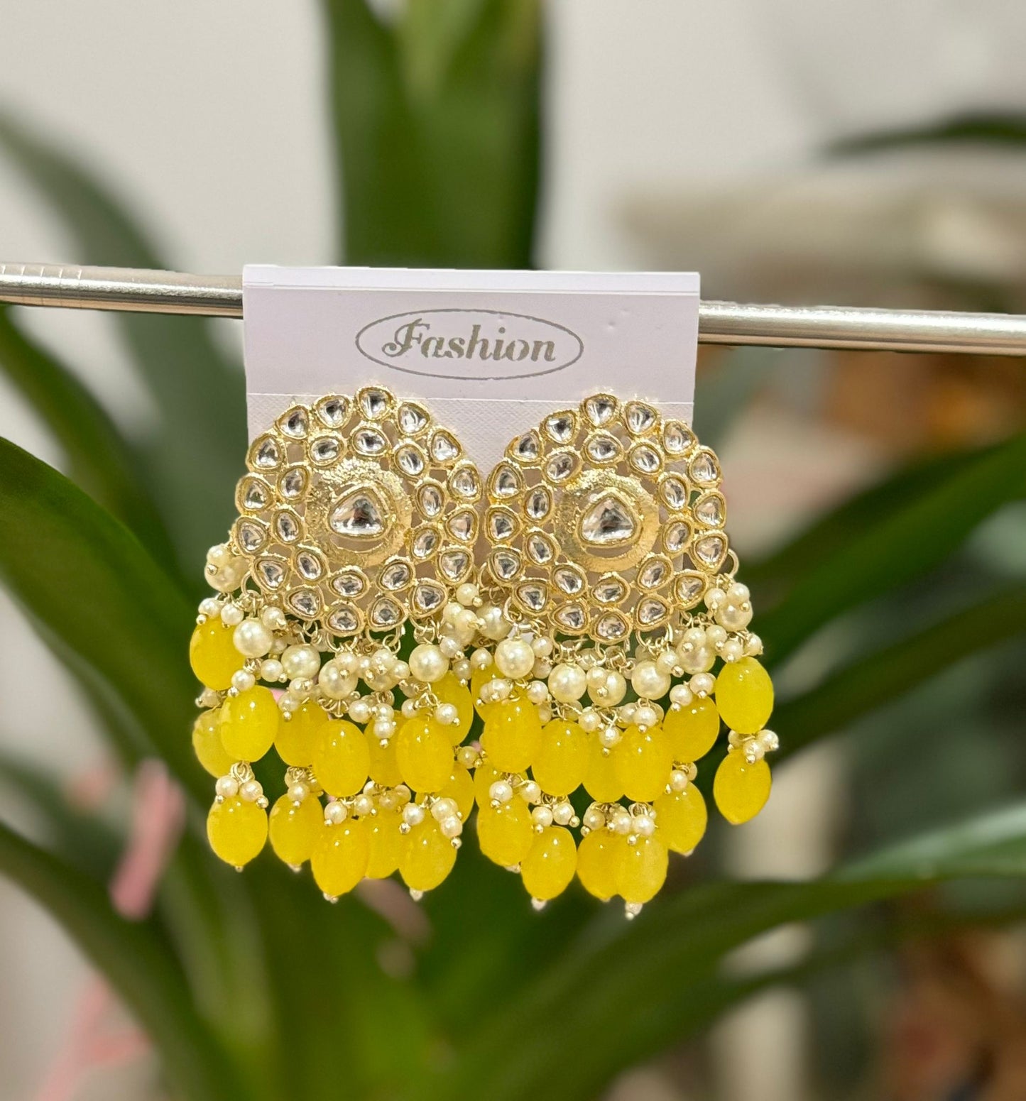 Gold-Plated Kundan and Pearl Classic Chandbalis Earrings