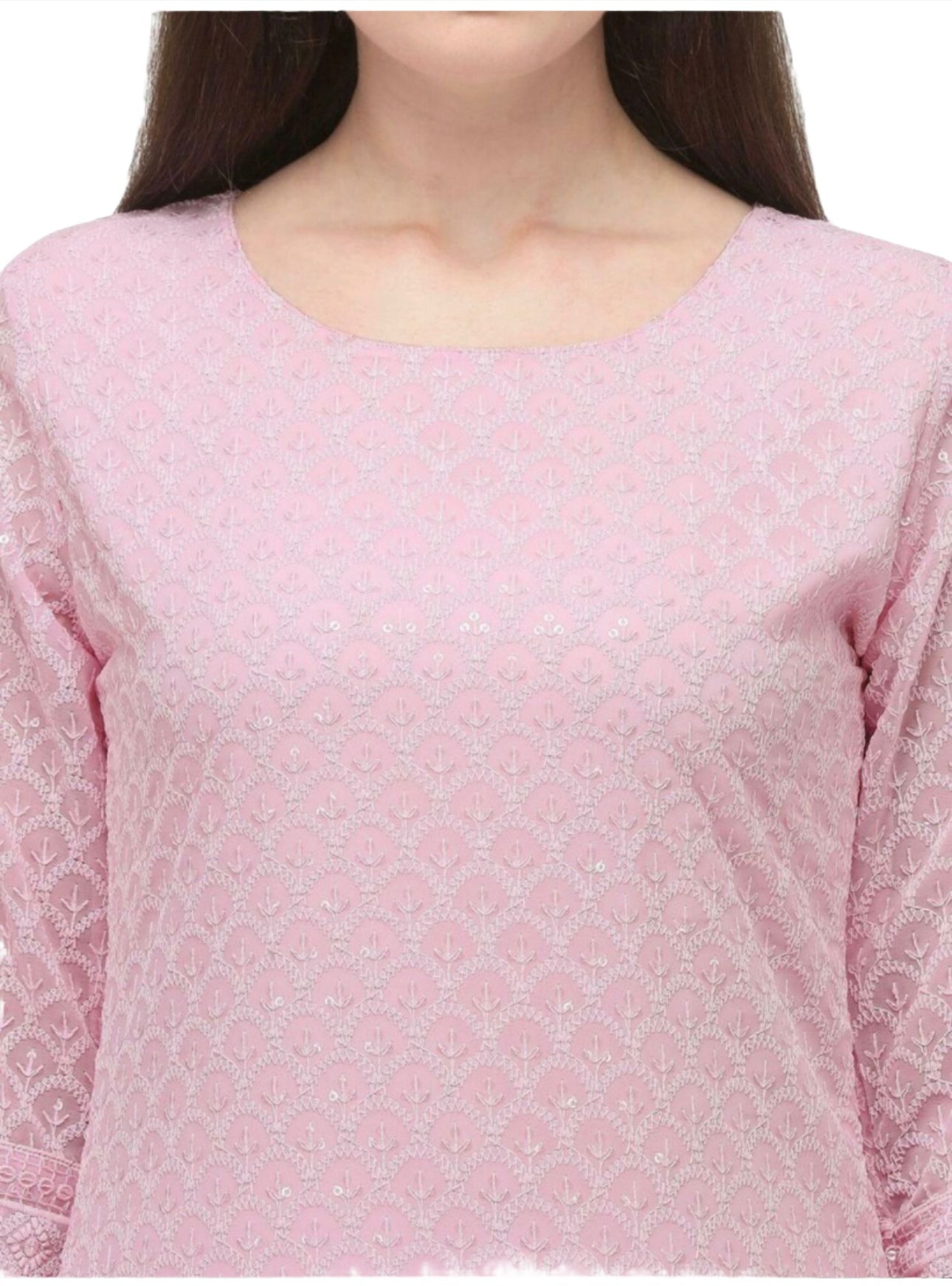 Pink Embroidered Georgette Kurta In Germany