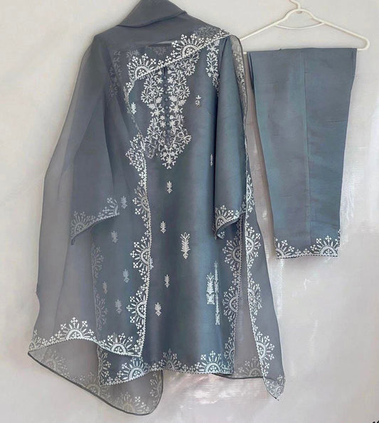 Lucknowi Chikankari Georgette Kurta with Pant and Dupatta