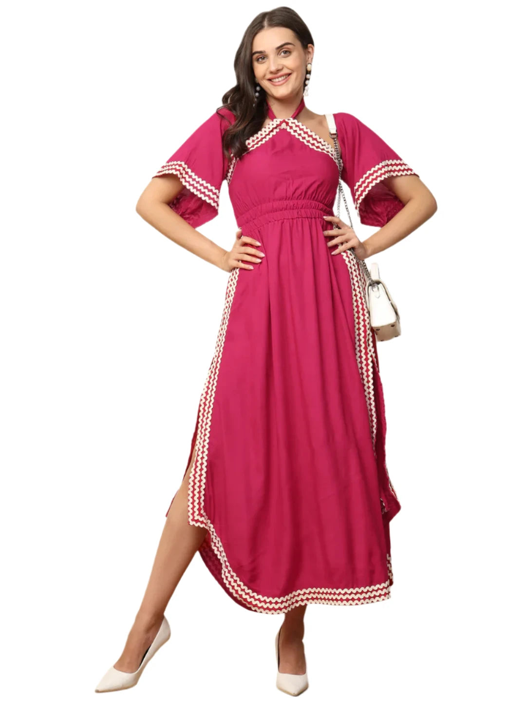 Magenta A Line Slit Dress For Women in Berlin