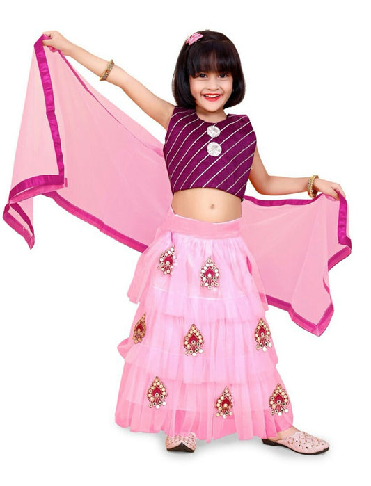 Lehenga & Blouse With Dupatta for Girls with Embroidered Patchwork Ready to Wear