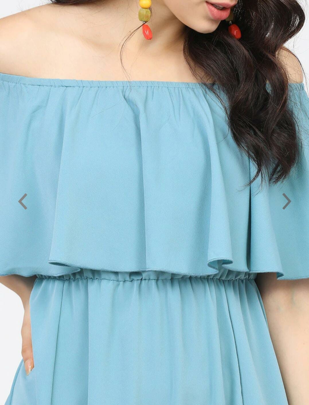 Blue Off-Shoulder Maxi Dress