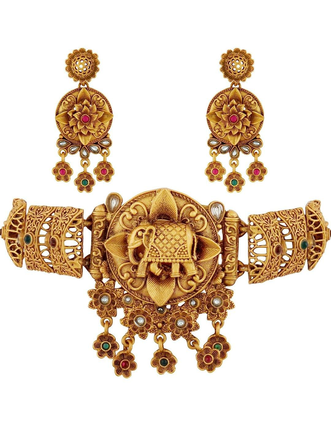 Antique Matt Gold Mutil South Indian Temple Theme jewellery