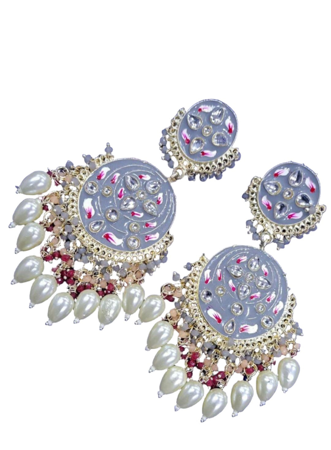 Chandbali Earrings Grey