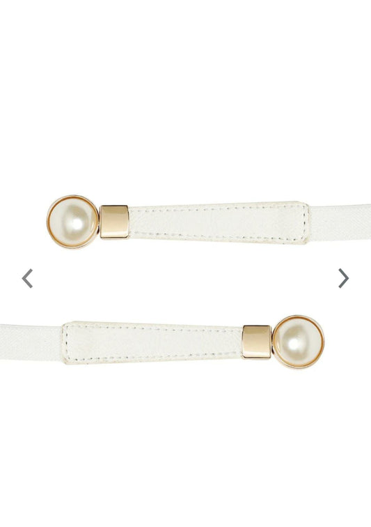 Women White Textured Belt