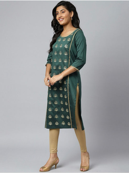 Kurta Embroidered Straight with Ethnic Motifs