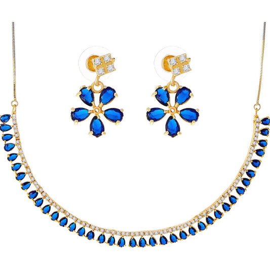 Gold Plated Diamond Necklace Set With Earrings for Women & Girls