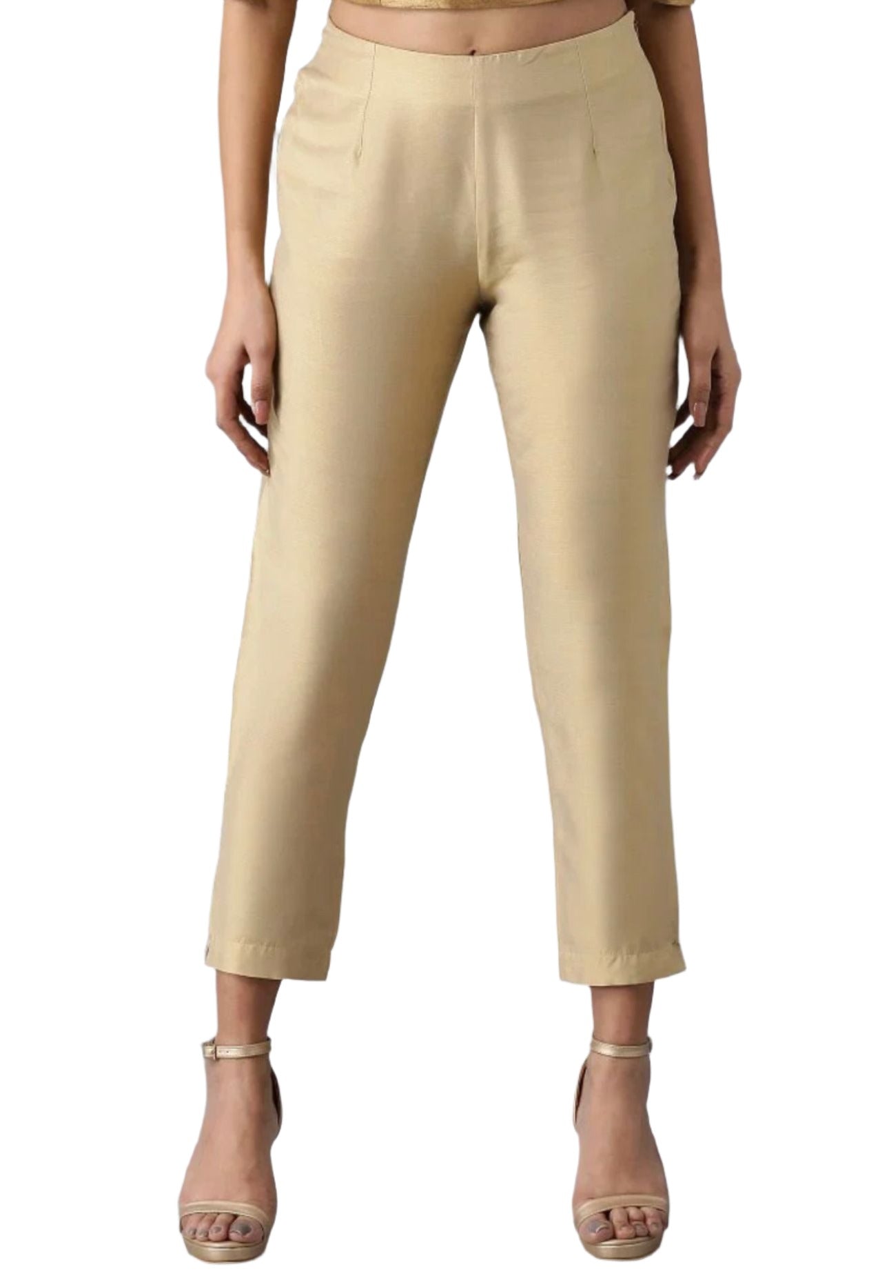 Golden Cream  Fitted Pants In Germany