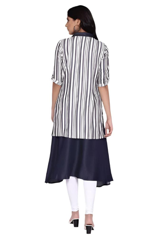 Off-White and Navy Yarn Dyed Gillet embroidery and fabric detail - Neha Couture Indian Fashion