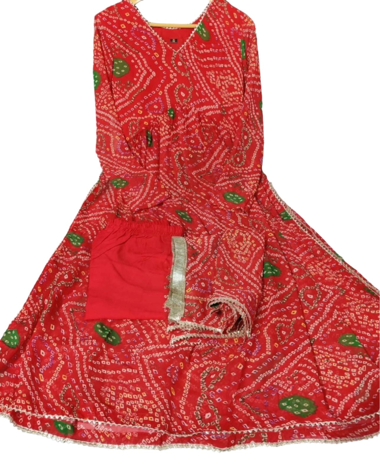 Bandhani Print Georgette Anarkali Kurti Set