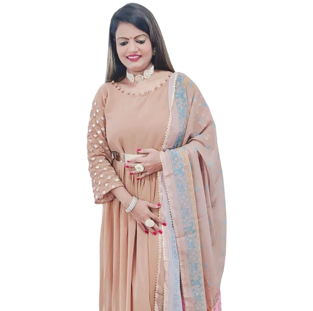 Embroidery Long Gown