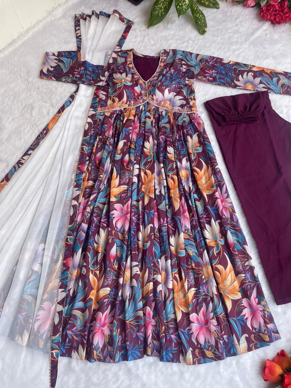 Presenting New Summer special party wear Aliya cut Dresses Dupatta pant