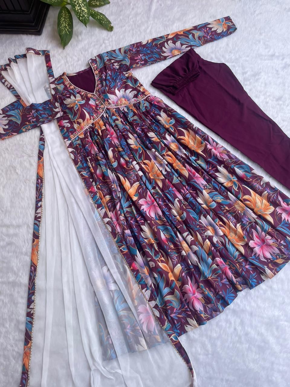 Presenting New Summer special party wear Aliya cut Dresses Dupatta pant