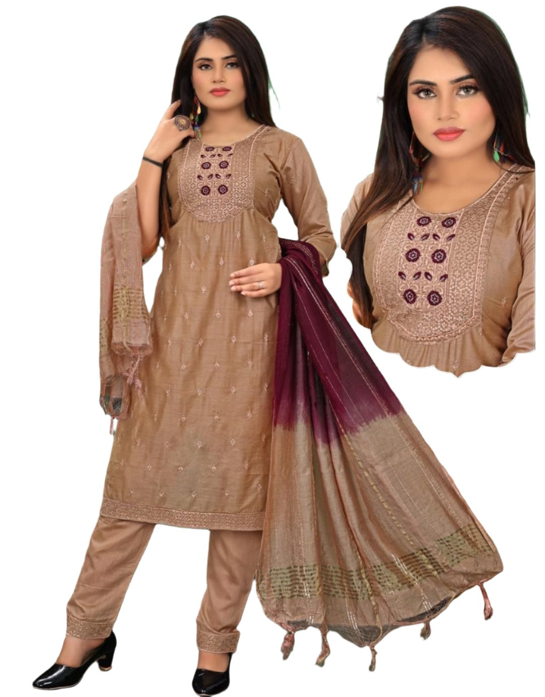 Embroidery Pant Suit Set