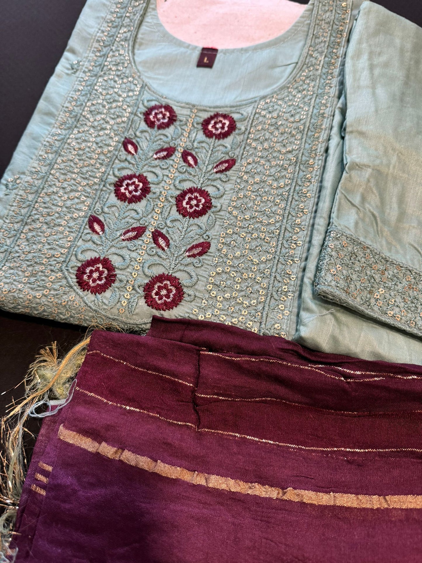 Embroidery Pant Suit Set