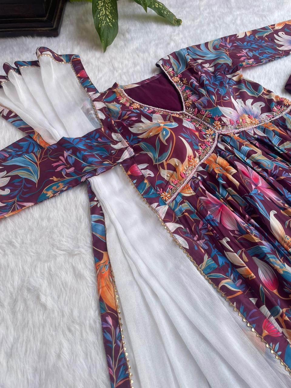 Presenting New Summer special party wear Aliya cut Dresses Dupatta pant
