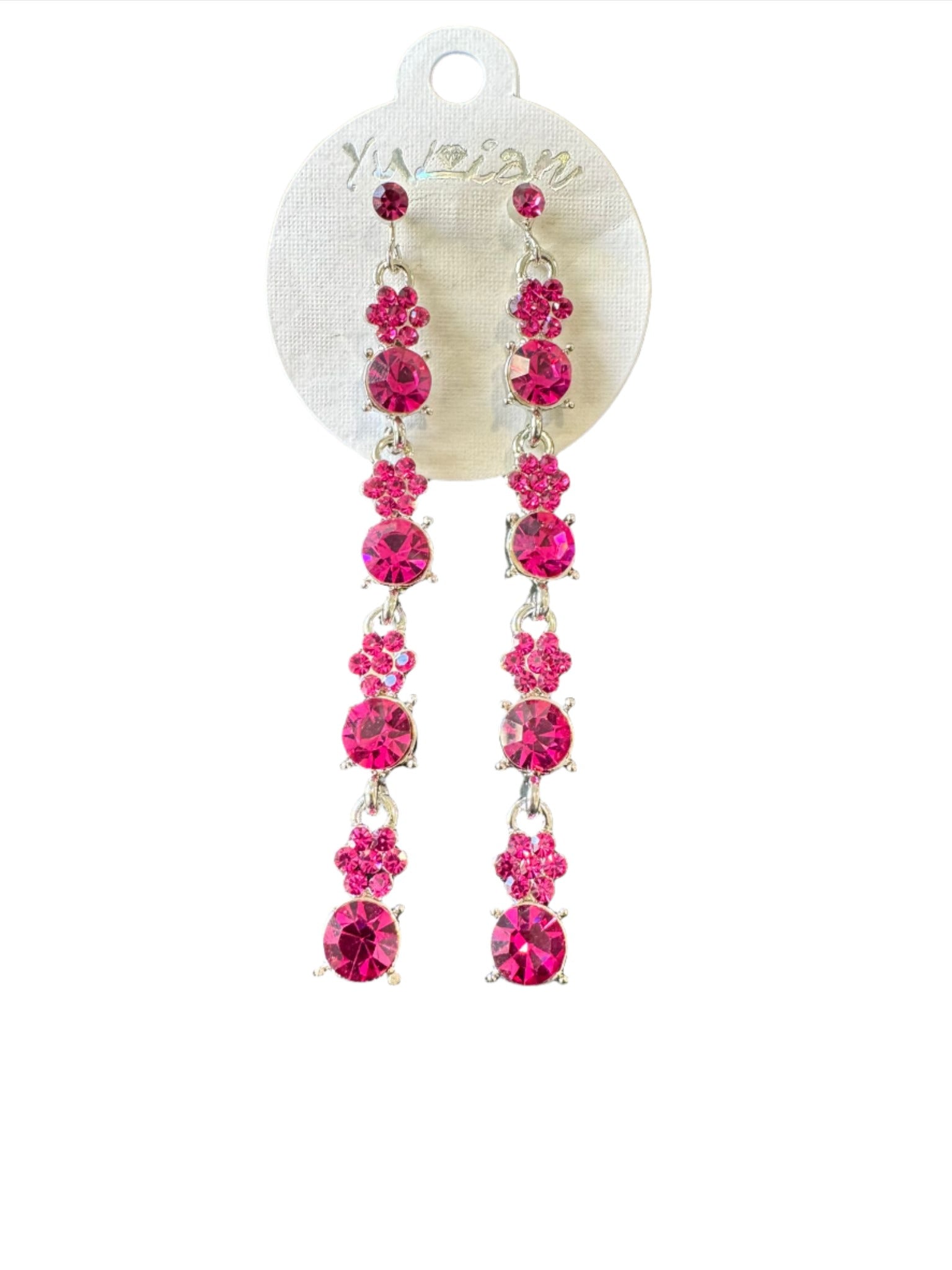 Crystal Flower Floral Gold & Sliver Drop Earrings