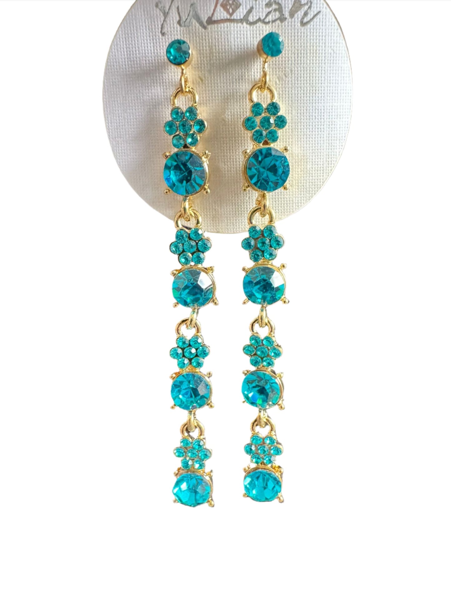 Crystal Flower Floral Gold & Sliver Drop Earrings