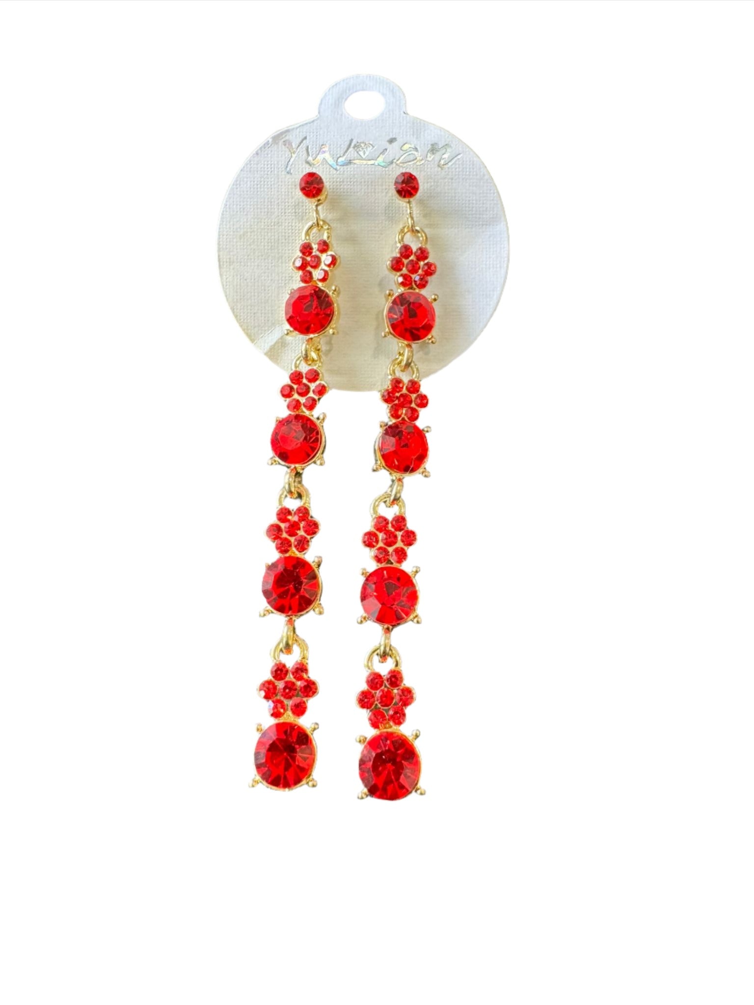 Crystal Flower Floral Gold & Sliver Drop Earrings