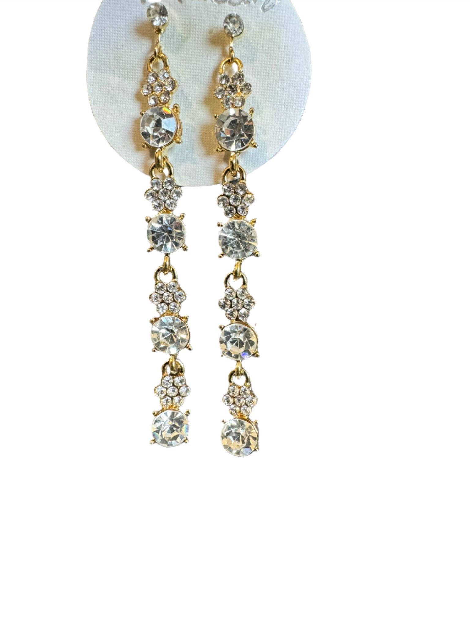 Crystal Flower Floral Gold & Sliver Drop Earrings