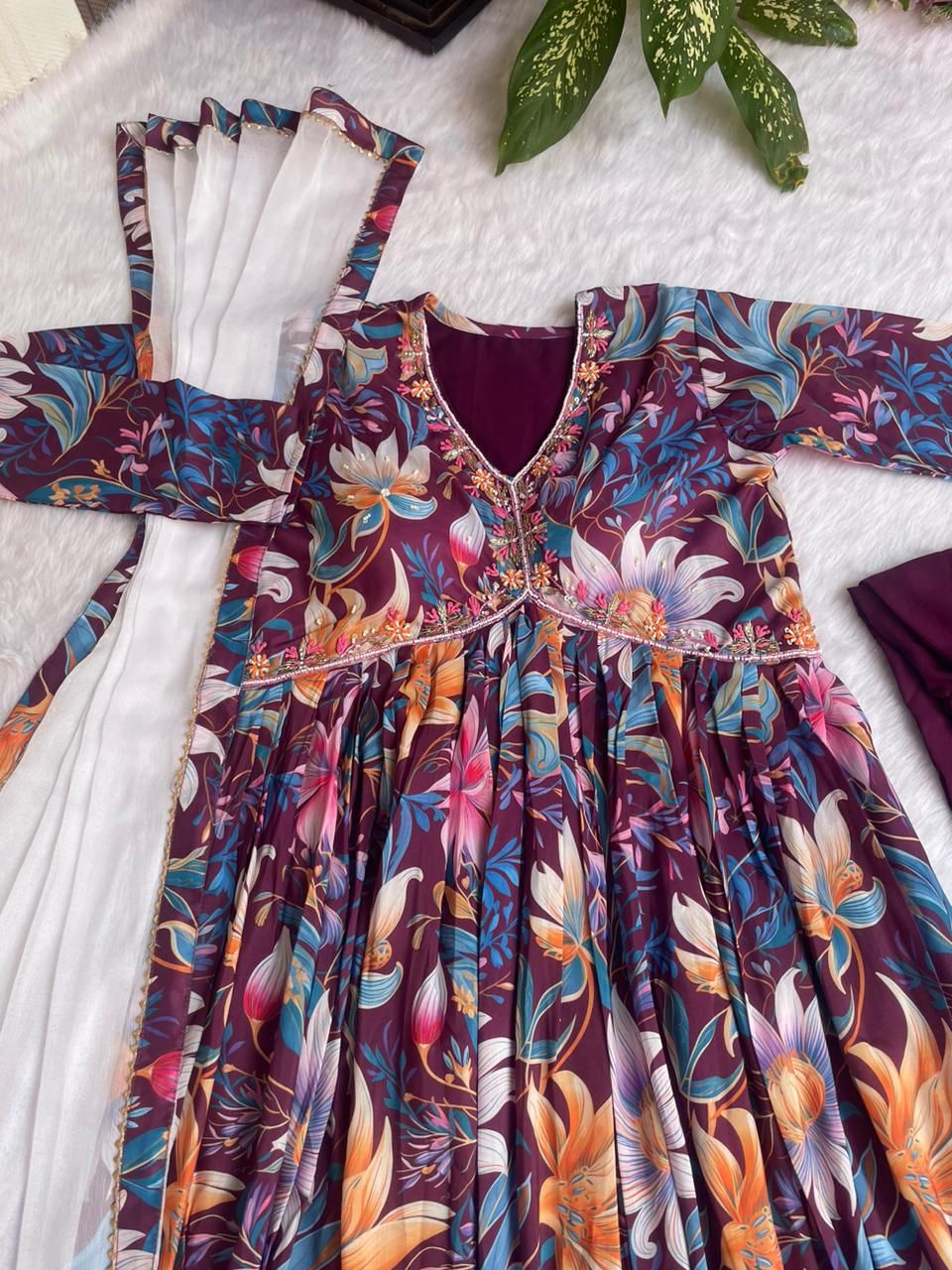 Presenting New Summer special party wear Aliya cut Dresses Dupatta pant