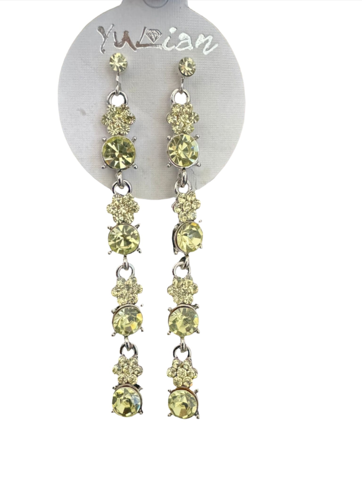 Crystal Flower Floral Gold & Sliver Drop Earrings