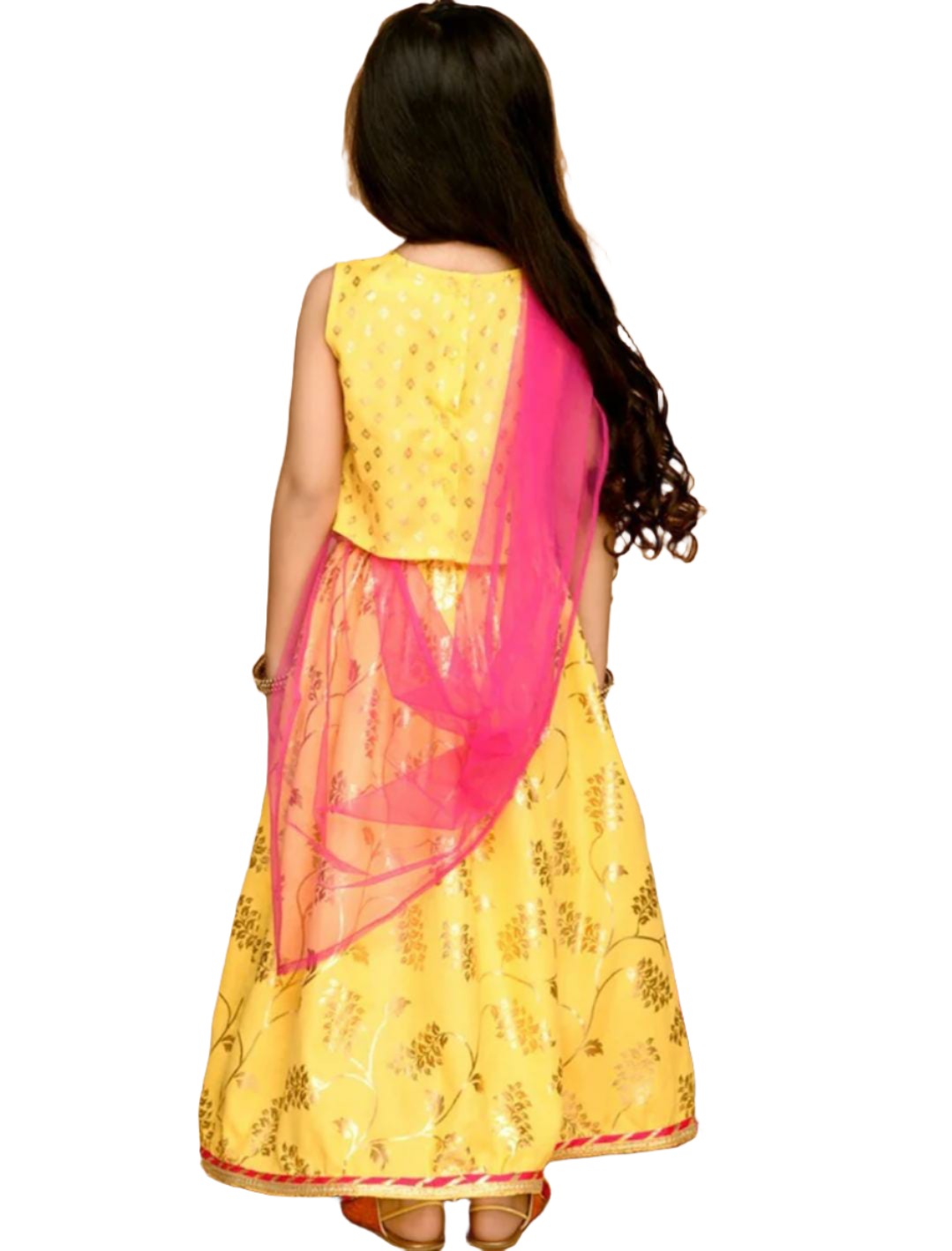 Gelbes Lehenga Choli für Mädchen (5 bis 6 Jahre altes Mädchen)