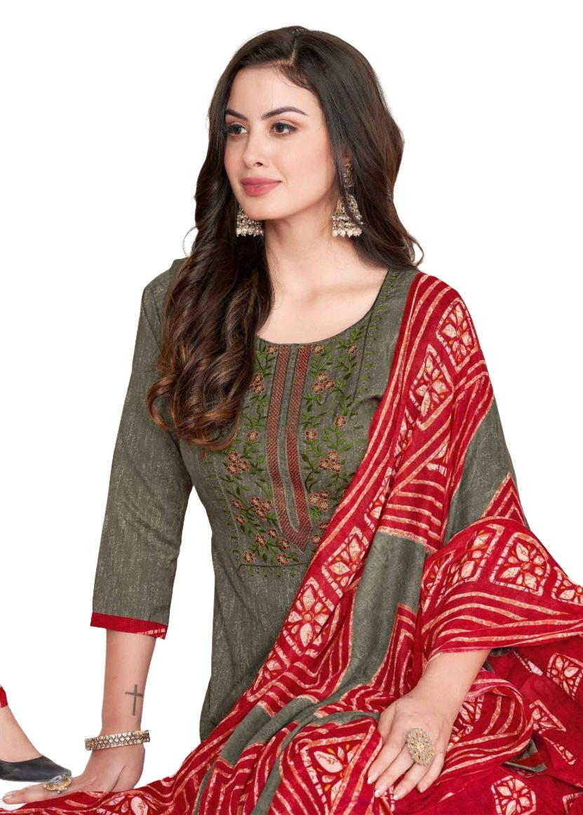 Bedruckte Damen-Kurta aus reiner Baumwolle mit Patiala und Dupatta