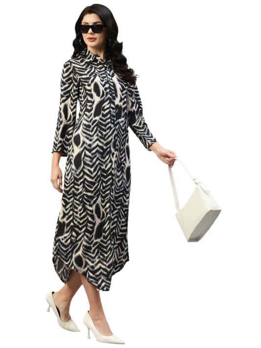 Animal Printed Summer Cool Women's Shirt Dress embroidery and fabric detail - Neha Couture Indian Fashion